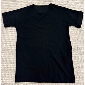 Natori Black Cuffed Short Sleeve Shirt Dress - XL - Pockets